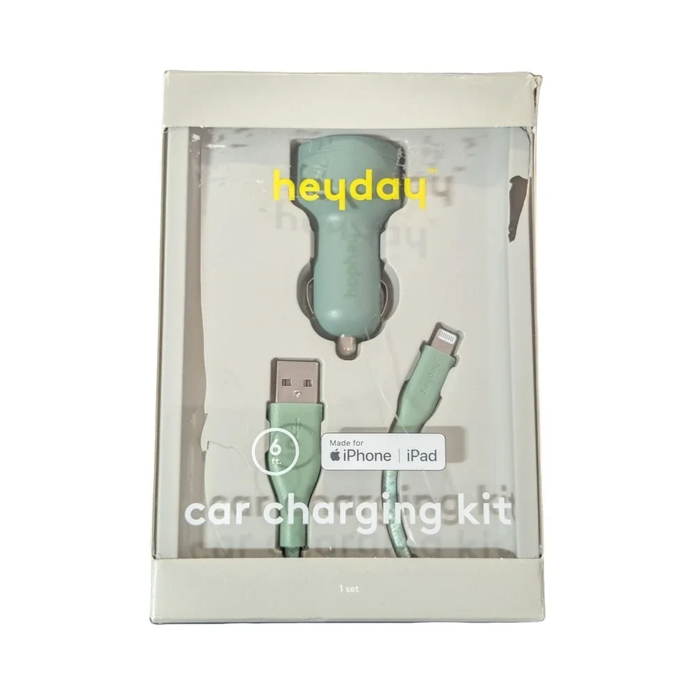 Oo9N heyday‎ Car Charging Kit Lighting 6ft Cable USB-C & USB-A 23W New Sealed